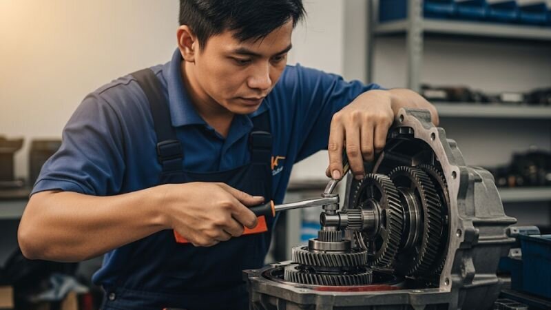 Kiểm tra mức dầu và vệ sinh hộp giảm tốc định kỳ