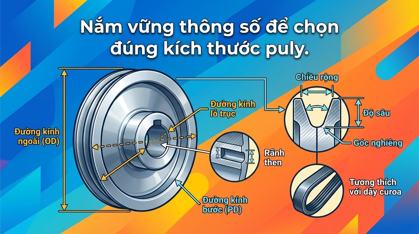 Nắm vững thông số để chọn đúng kích thước puly.
