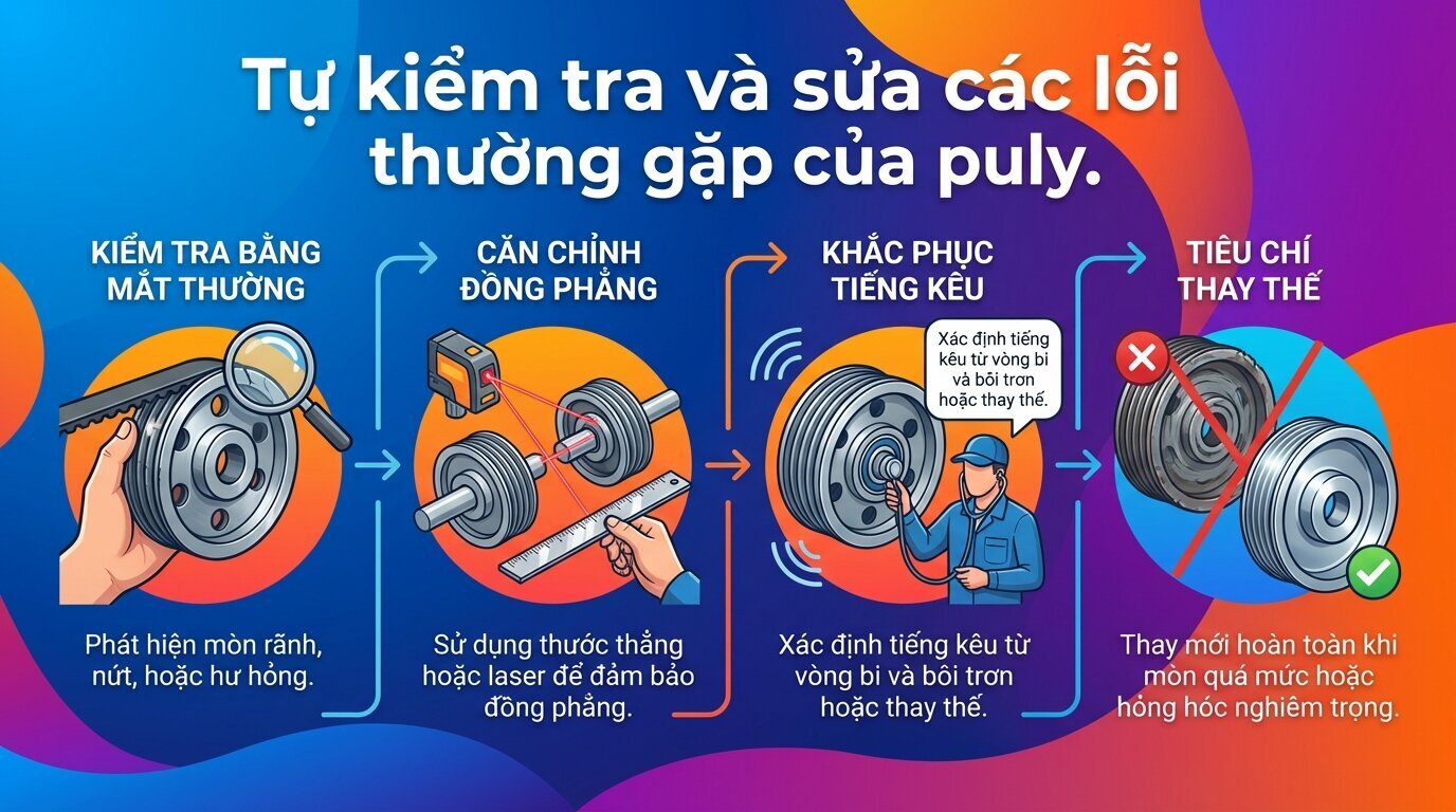 Tự kiểm tra và sửa các lỗi thường gặp của puly.