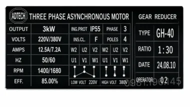 Tem của motor giảm tốc 3 pha 3kW 4Hp