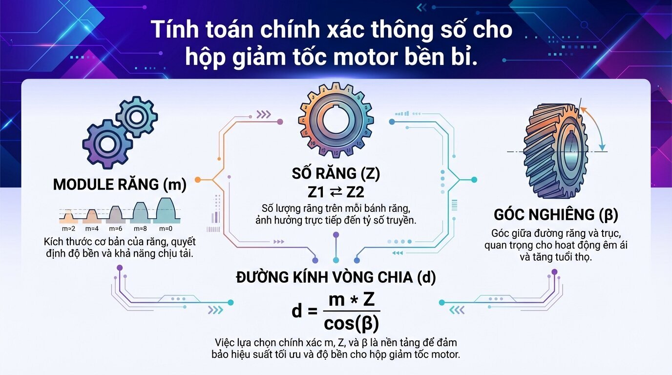 Tính toán chính xác thông số cho hộp giảm tốc motor bền bỉ.