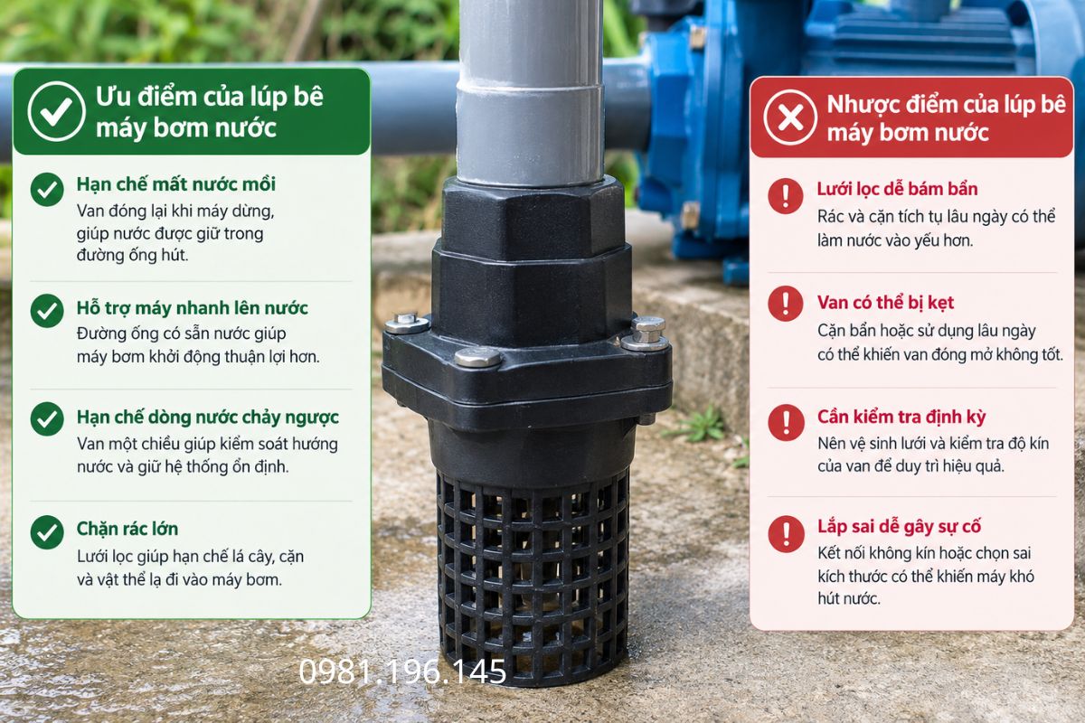 Lúp bê giúp giữ nước mồi nhưng cần vệ sinh và kiểm tra thường xuyên.
