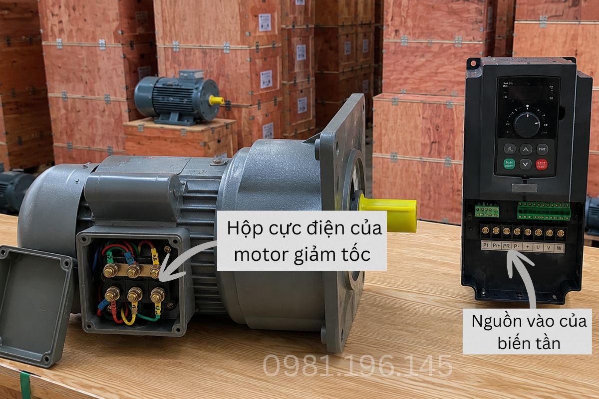 Cách đấu dây và vận hành thử motor giảm tốc dùng biến tần